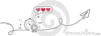 Best result line icon. Timer award sign. Continuous line with plane. Vector Vector Illustration