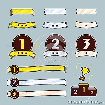 Best3 ribbon Design banner object Vector Illustration