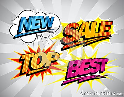 Best sale symbols in pop-art style. Vector Illustration