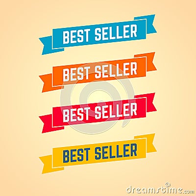 Best seller ribbon label set best seller banner Suitable for products that are ranked very well. Set2 Vector Illustration