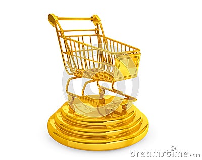 Best Sellers concept. Golden Shopping Cart Stock Photo