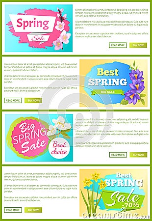 Best Spring Sale Web Sets Vector Illustration Vector Illustration