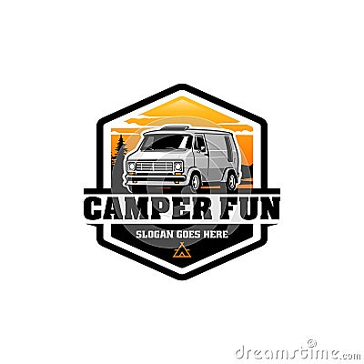 muscle retro camper car illustration logo vector Vector Illustration