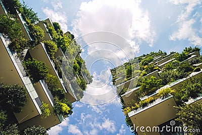 Best Tall Building Worldwide and fast clouds Stock Photo