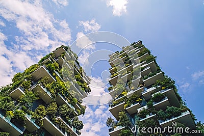 Best Tall Building Worldwide and fast clouds Stock Photo