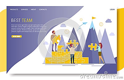 Best team landing page website vector template Vector Illustration