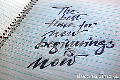 The best Time for New Beginnings is Now calligraphic background Stock Photo