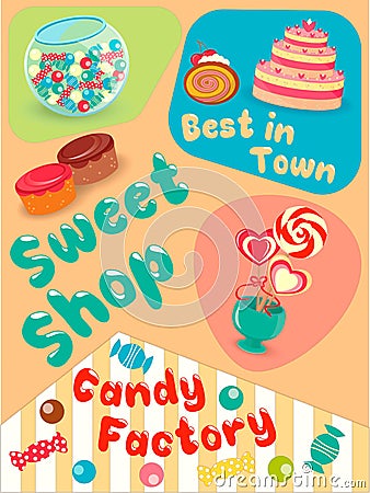 Best In Towu Candies and Sweets Vector Illustration