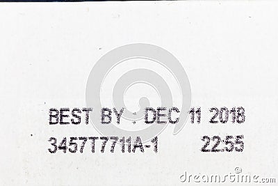 Best use by expiration date label expires Stock Photo