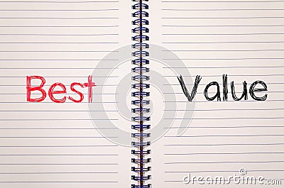 Best value concept on notebook Stock Photo