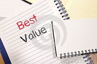 Best value concept on notebook Stock Photo