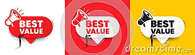 Best value tag. Special offer sale sign. Speech bubble with megaphone. Vector Vector Illustration