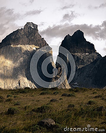 The best view of torres del paine national park vertical photo Stock Photo