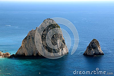 The best views of the Big and Small Mizithra island of Zakynthos, Greece Stock Photo