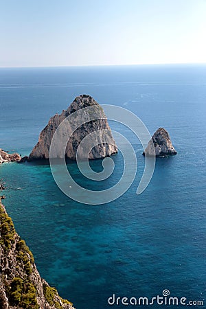The best views of the Big and Small Mizithra island of Zakynthos, Greece Stock Photo