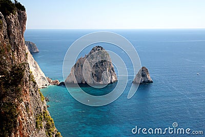 The best views of the Big and Small Mizithra island of Zakynthos, Greece Stock Photo