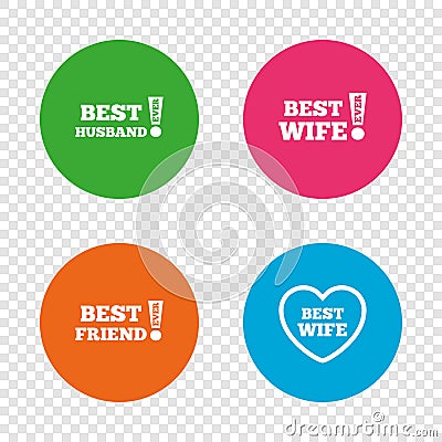 Best wife, husband and friend icons. Vector Illustration