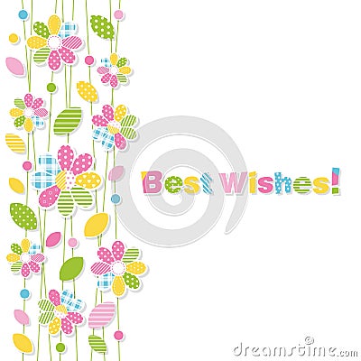 Best wishes flowery greeting card Vector Illustration