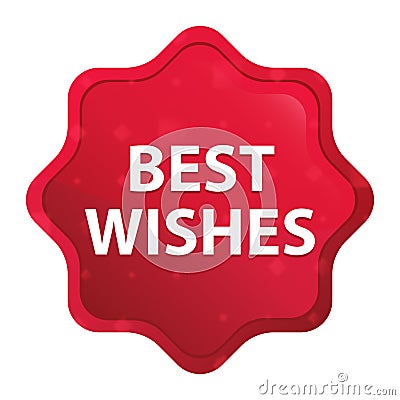 Best Wishes misty rose red starburst sticker button Stock Photo