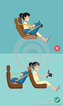 Best and worst for baby safety seat placing it in the car Vector Illustration