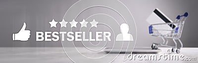 Bestseller word with thumb up and human sign Stock Photo