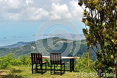two chairs with view on Ko Samui Stock Photo