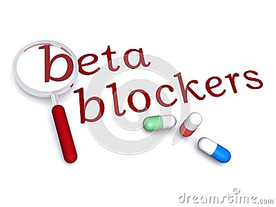 Beta blockers with magnifiying glass Stock Photo