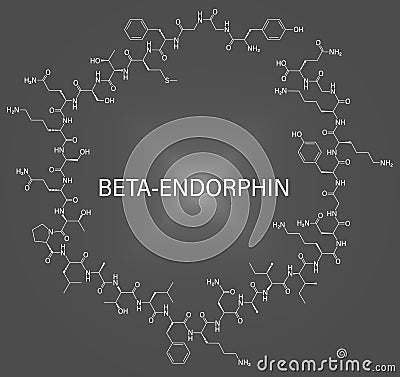 Beta-endorphin molecule. Skeletal formula. Vector Illustration