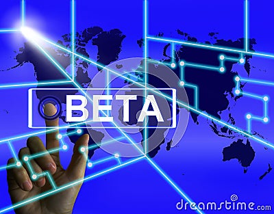 Beta Screen Refers to an International Trial or Demo Version Stock Photo