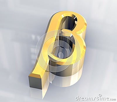 Beta symbol in gold (3d) Stock Photo