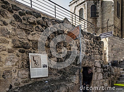 Bethany, Israel, january 31, 2020: Tomb of Lazarus adjacent to the church on the site of the home of Mary, Martha and Lazarus in Editorial Stock Photo