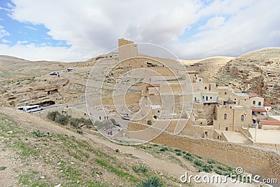 Bethlehem, Israel. - February 14.2017. View of the Lavra of Sawa Sanctified in the Judean Desert. Editorial Stock Photo