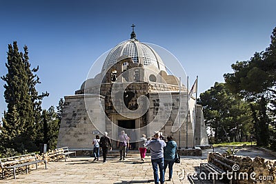 BETHLEHEM, Palestinian Authority, January 28, 2020: Angel on the facade of the church in the field of shepherds in Bethlehem Editorial Stock Photo