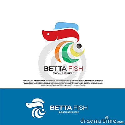 Betta hobby fish logo template design Vector Illustration