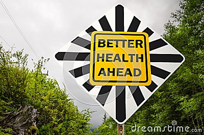 Better Health Ahead Road Sign Stock Photo