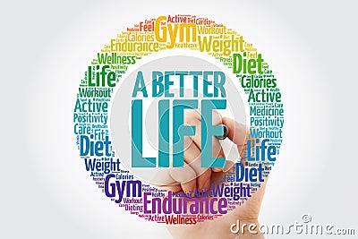 A Better Life circle stamp word cloud Stock Photo