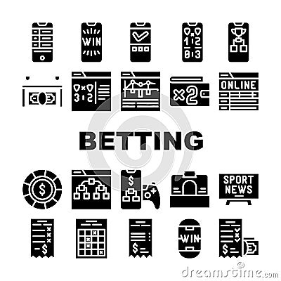 Betting On Gambling Collection Icons Set Vector Vector Illustration