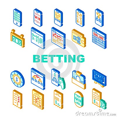 Betting On Gambling Collection Icons Set Vector Vector Illustration