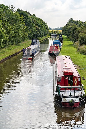 Canal boat holiday in Bettisfield, Clwyd on July 10, 2021. One unidentified people Editorial Stock Photo
