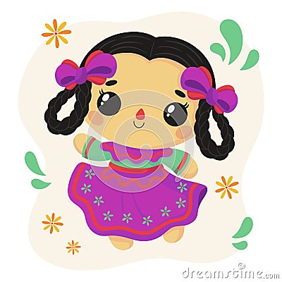 Beuatiful mexican doll illustration Vector illustration Vector Illustration