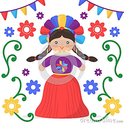 Beuatiful mexican doll illustration Vector illustration Vector Illustration