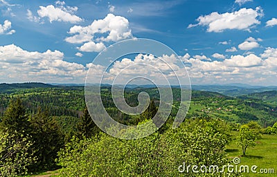 Beuatiful view from view tower on Martacky vrch hill in Javorniky mountains in Slovakia Stock Photo