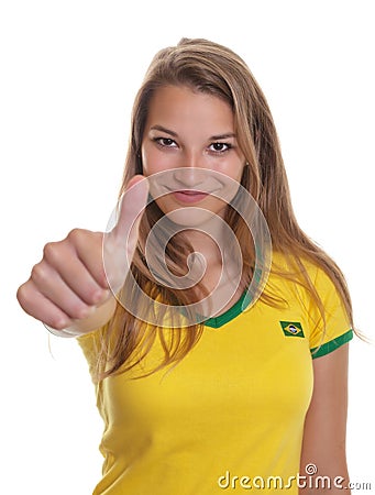 Beautiful woman from Brazil is ready for the footb Stock Photo