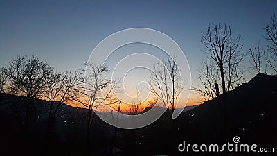 This a beutiful evening view of sunset in kashmir. Stock Photo