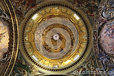 Beutiful fresco on the dome of Jesus` church, Rome, Italy Editorial Stock Photo