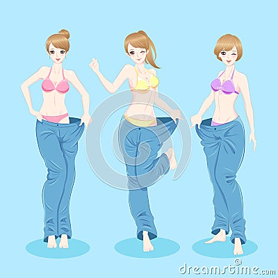 Beuty cartoon slim woman Vector Illustration