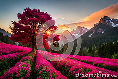 Beuty flower pink and red AI generated Stock Photo