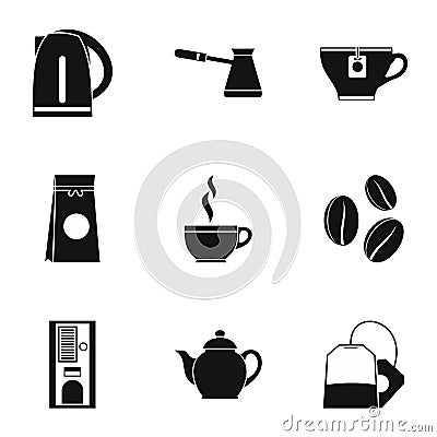 Beverage icons set, simple style Vector Illustration