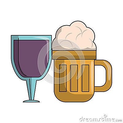 Beverage liqueur and drink cartoon Vector Illustration