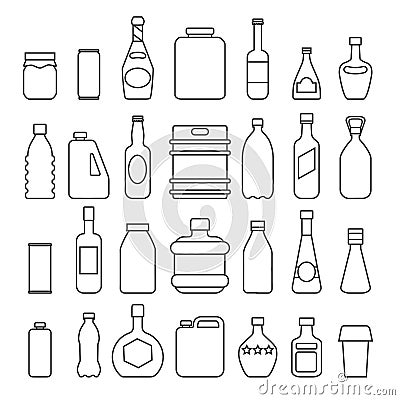 Beverage packaging icons Vector Illustration